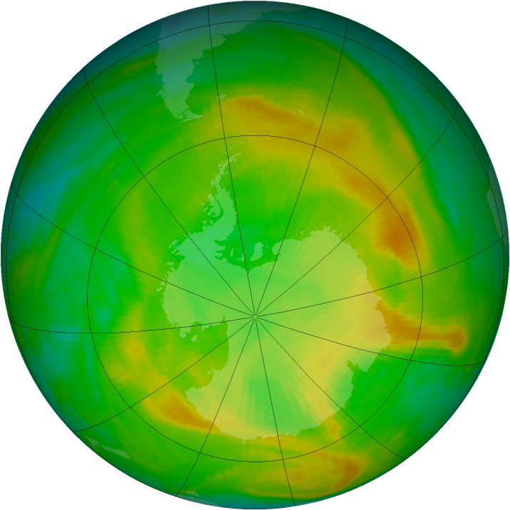 Antarctic ozone map for 03 December 1981